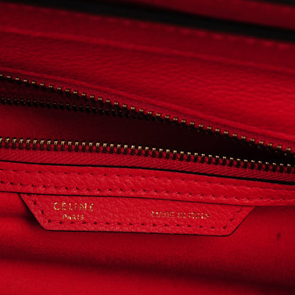 Celine Drummed Calfskin Mini Luggage Coquelicot 6 of 8