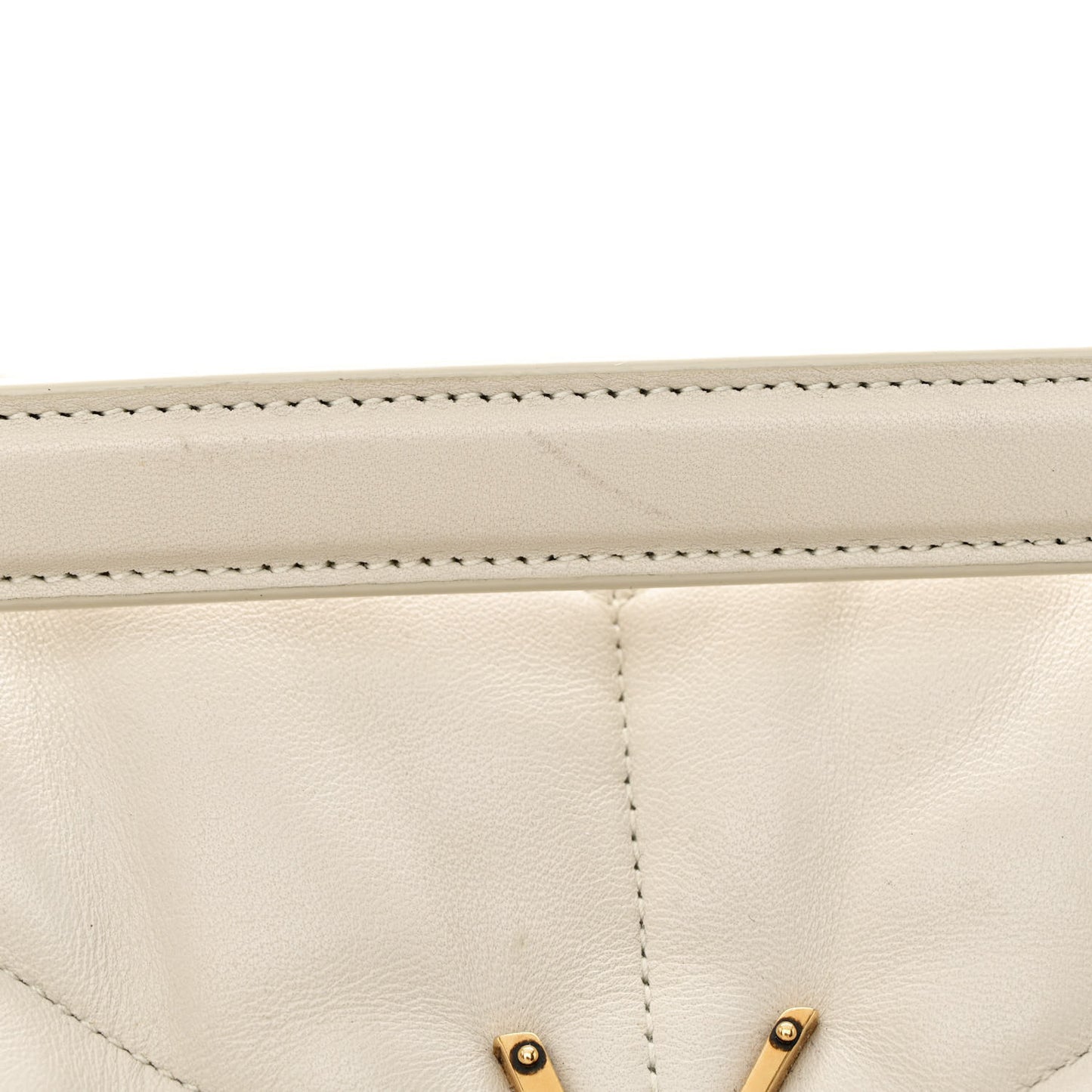 Lambskin Quilted Medium Loulou Puffer Monogram Chain Satchel Crema Soft