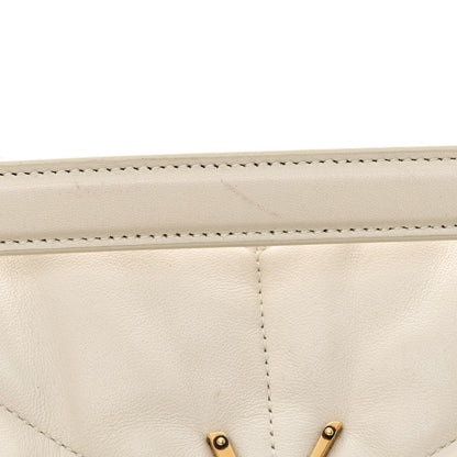 Saint Laurent Lambskin Quilted Medium Loulou Puffer Monogram Chain Satchel Crema Soft 16 of 19