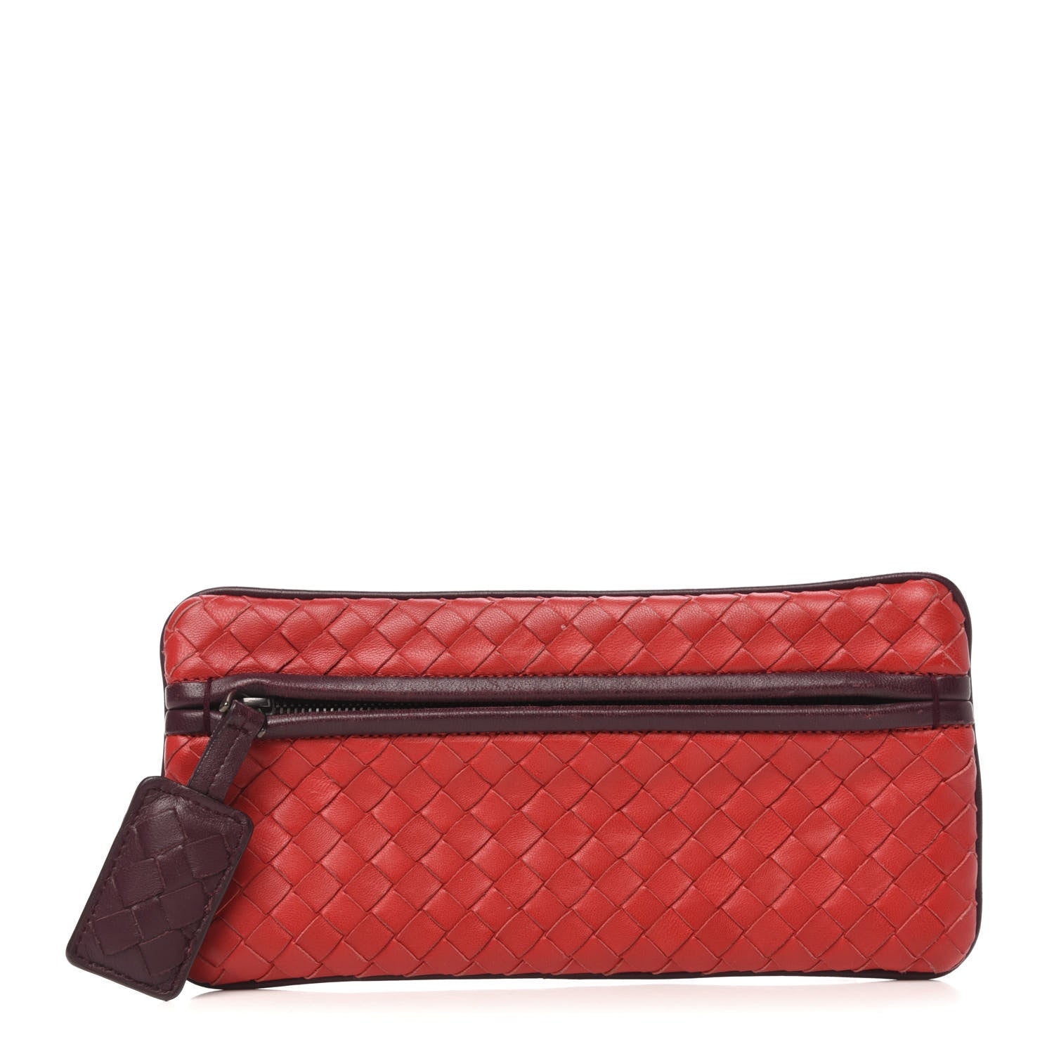 Bottega Veneta Nappa Intrecciato Zip Clutch Fraise Aubergine 1 of 6