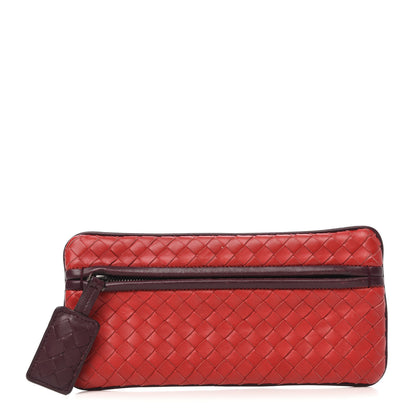 Bottega Veneta Nappa Intrecciato Zip Clutch Fraise Aubergine 1 of 6
