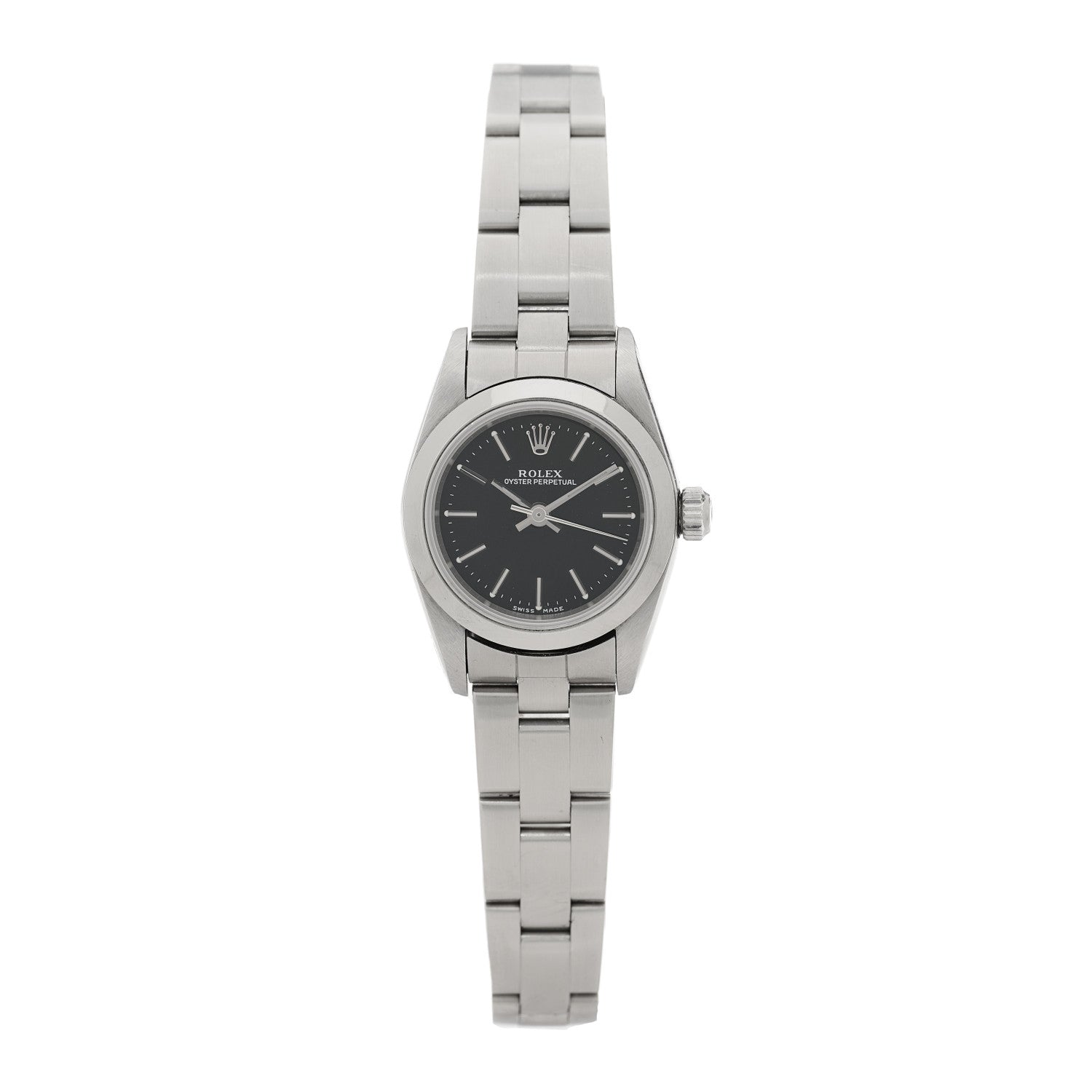 Rolex Stainless Steel 24mm Oyster Perpetual Watch Black 76080 1 of 4