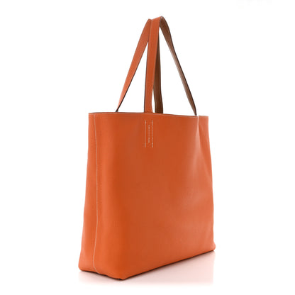 Hermes Taurillon Clemence Double Sens 45 Reversible Tote Orange Gold 5 of 22
