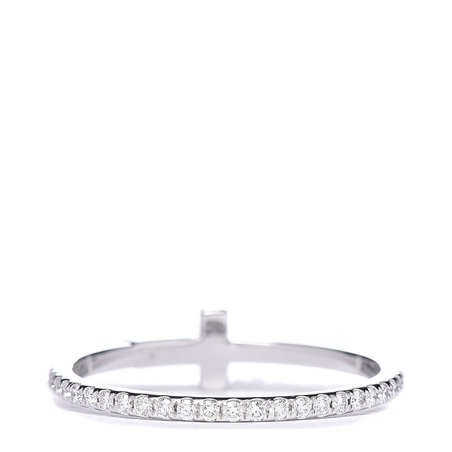 18K White Gold Diamond T Wire Pave Ring 52 6