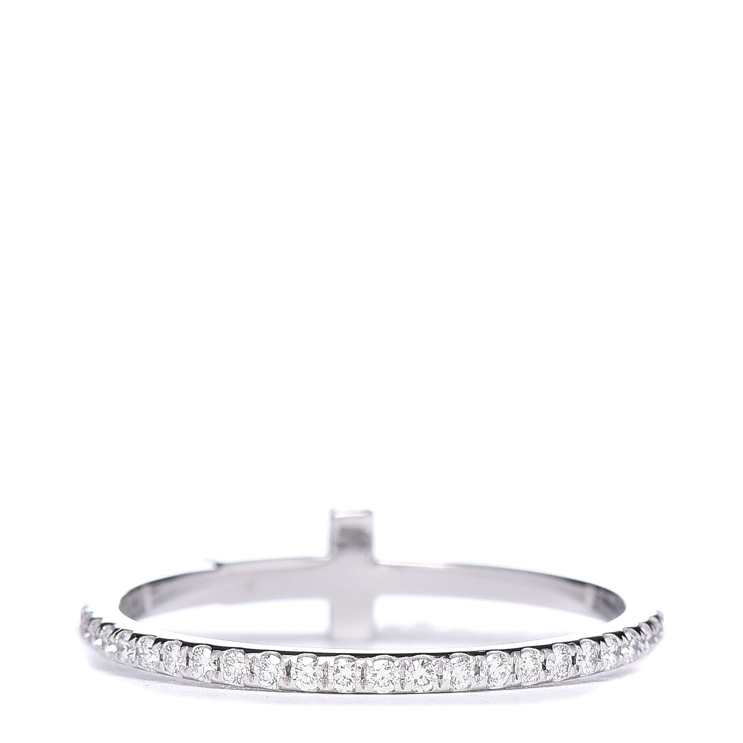 Tiffany 18K White Gold Diamond T Wire Pave Ring 52 6 4 of 5