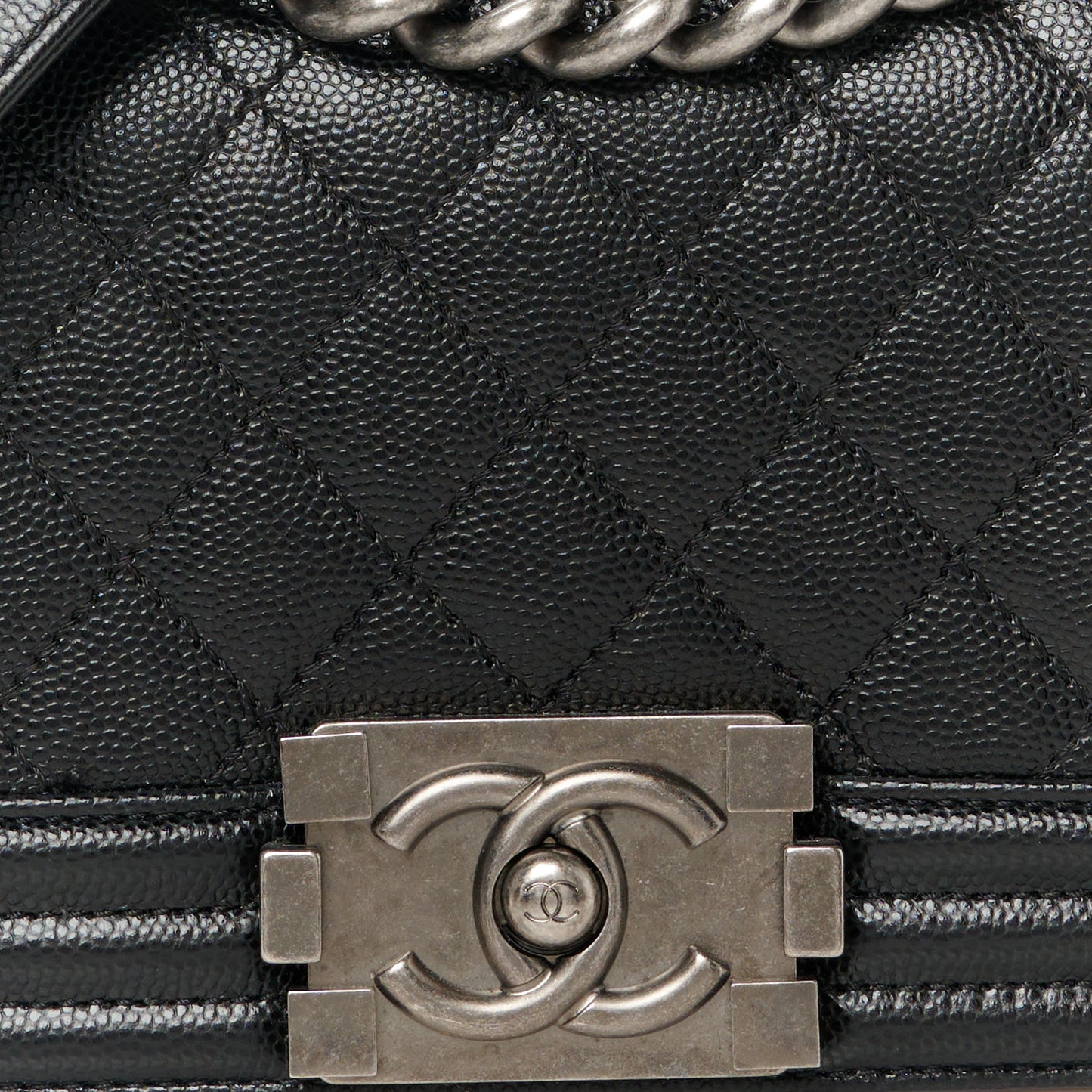 Caviar Quilted Small Boy Flap Black