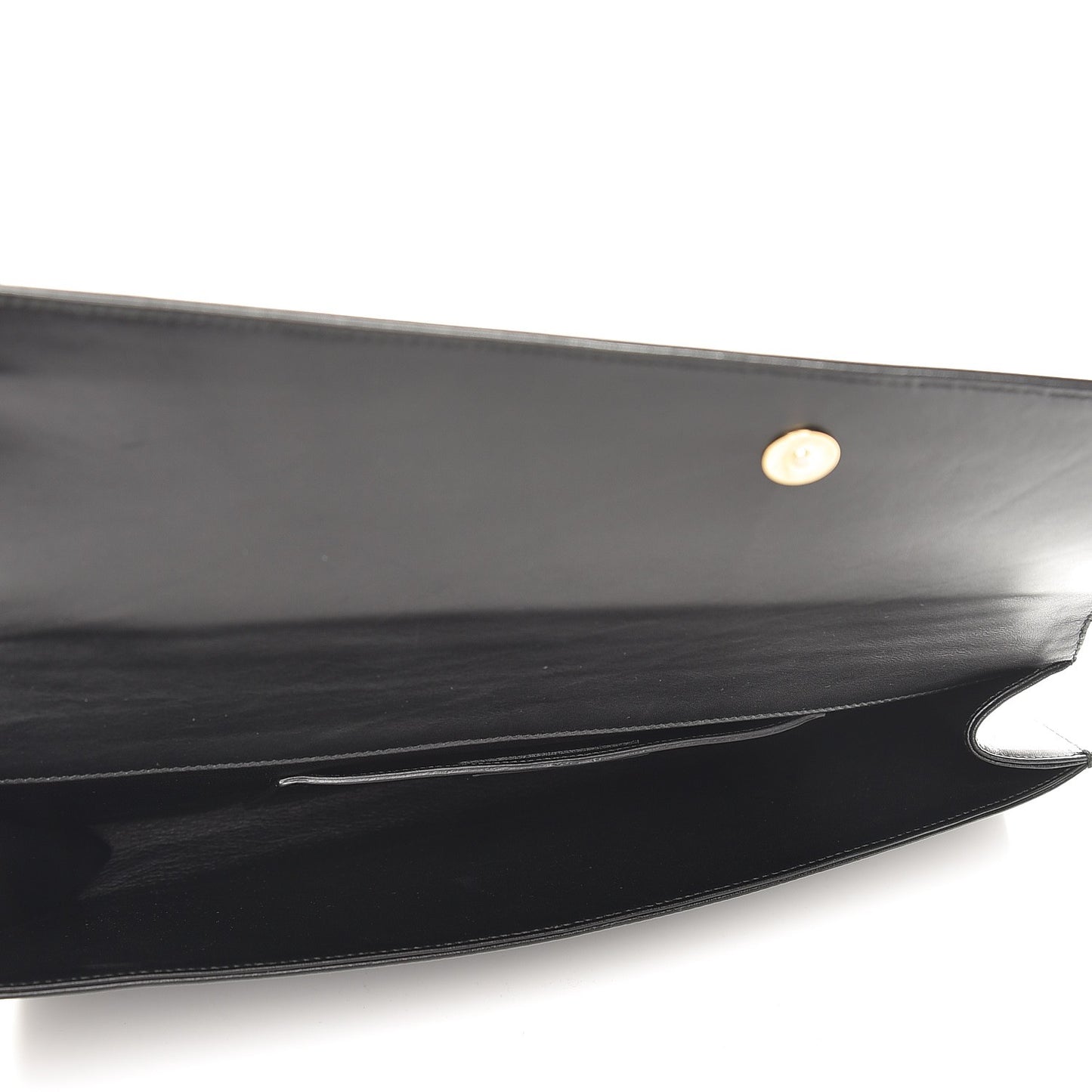 Calfskin Studded Diagonal Clutch Black