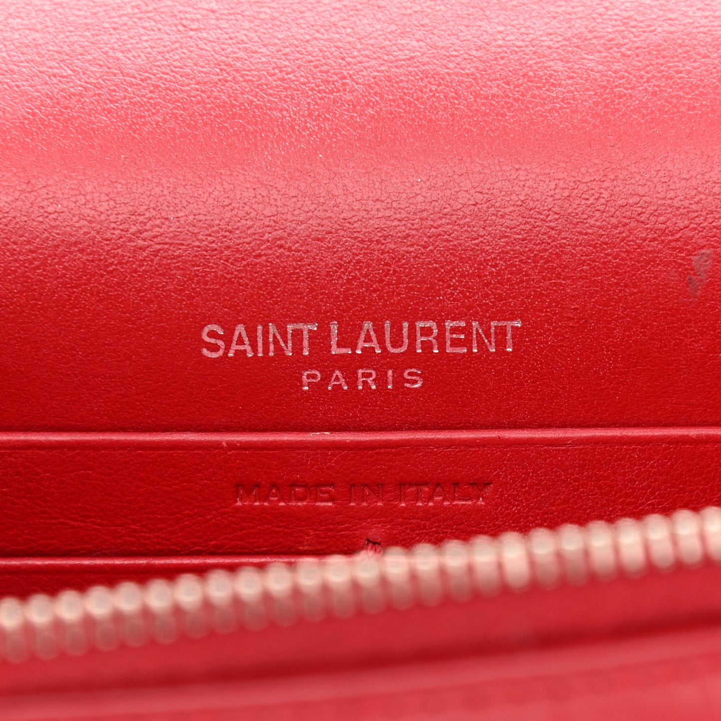 Calfskin Crocodile Embossed Monogram Sunset Chain Wallet Rouge Eros