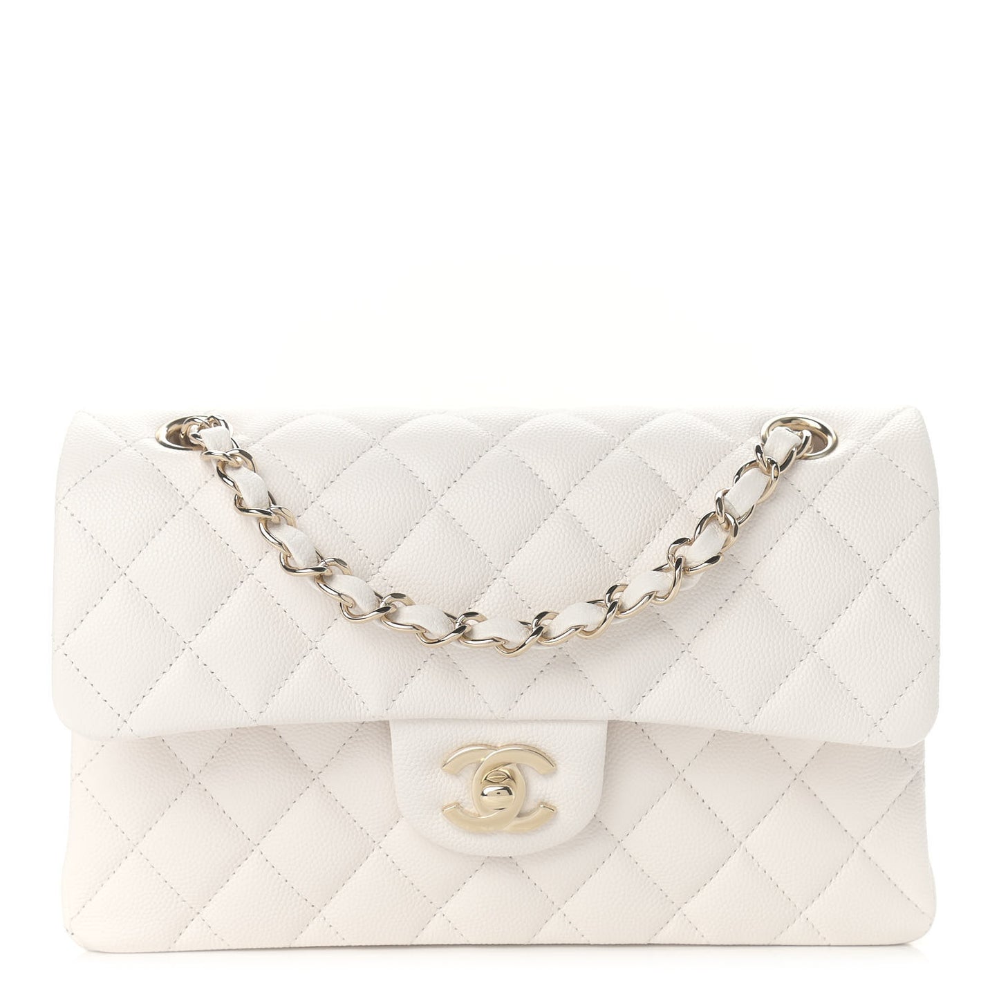 Caviar Quilted Small Double Flap White