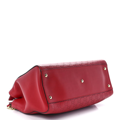 Gucci Soft Guccissima Signature Large Shoulder Tote Bag Hibiscus Red 4 of 12