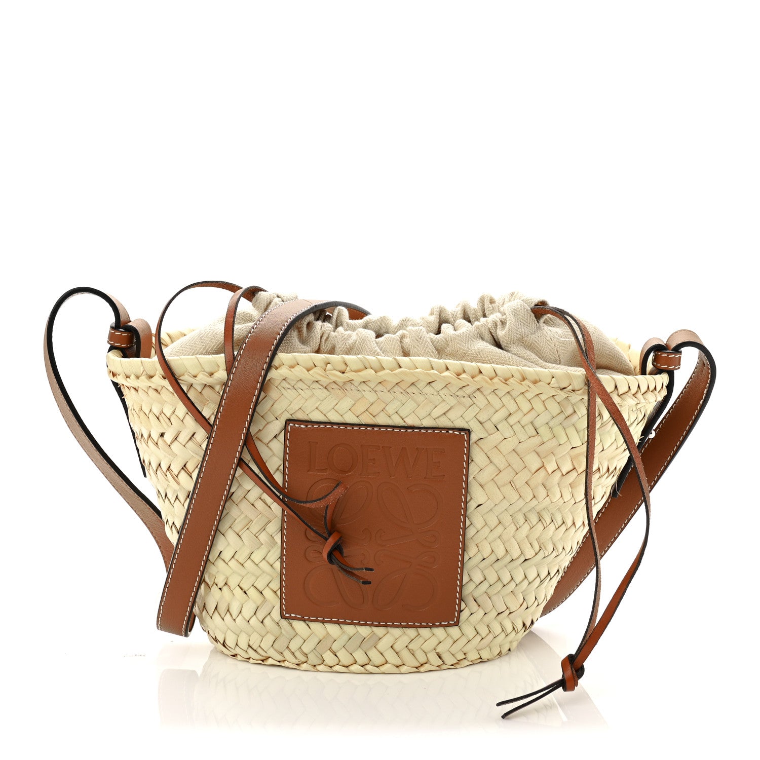 Loewe Raffia Drawstring Basket Tote Bag Natural Tan 1 of 10