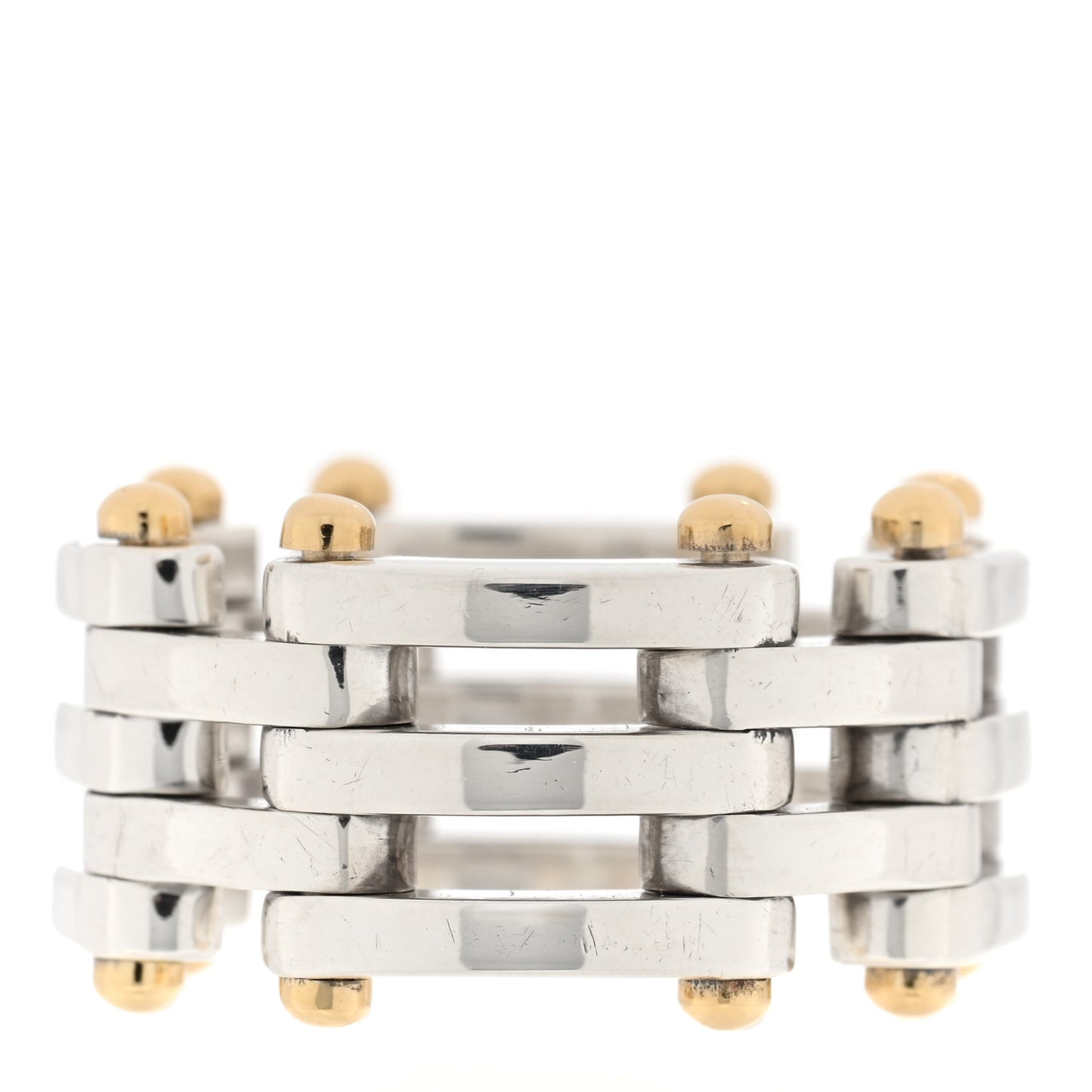 Sterling Silver 18K Yellow Gold Gatelink Ring 50 5.5