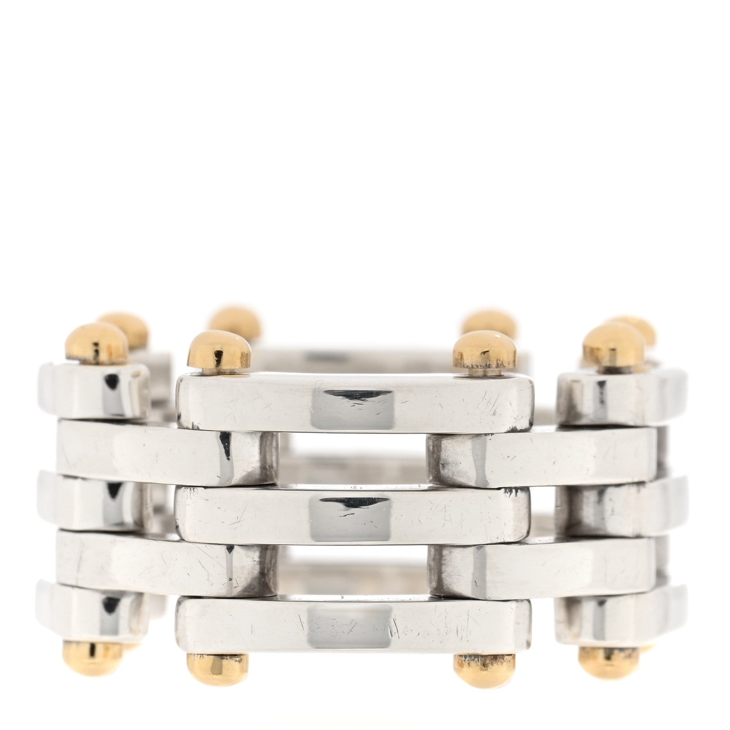 Tiffany Sterling Silver 18K Yellow Gold Gatelink Ring 50 5.5 3 of 4