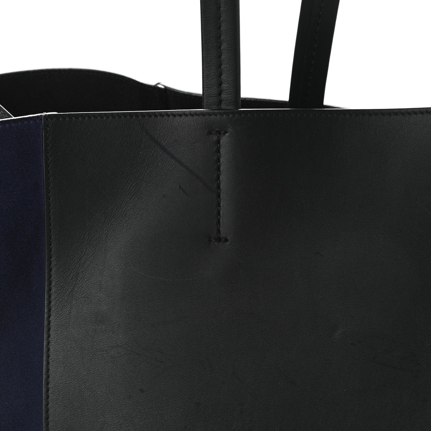 Smooth Calfskin Suede Large Phantom Luggage Bi-Cabas Black Navy
