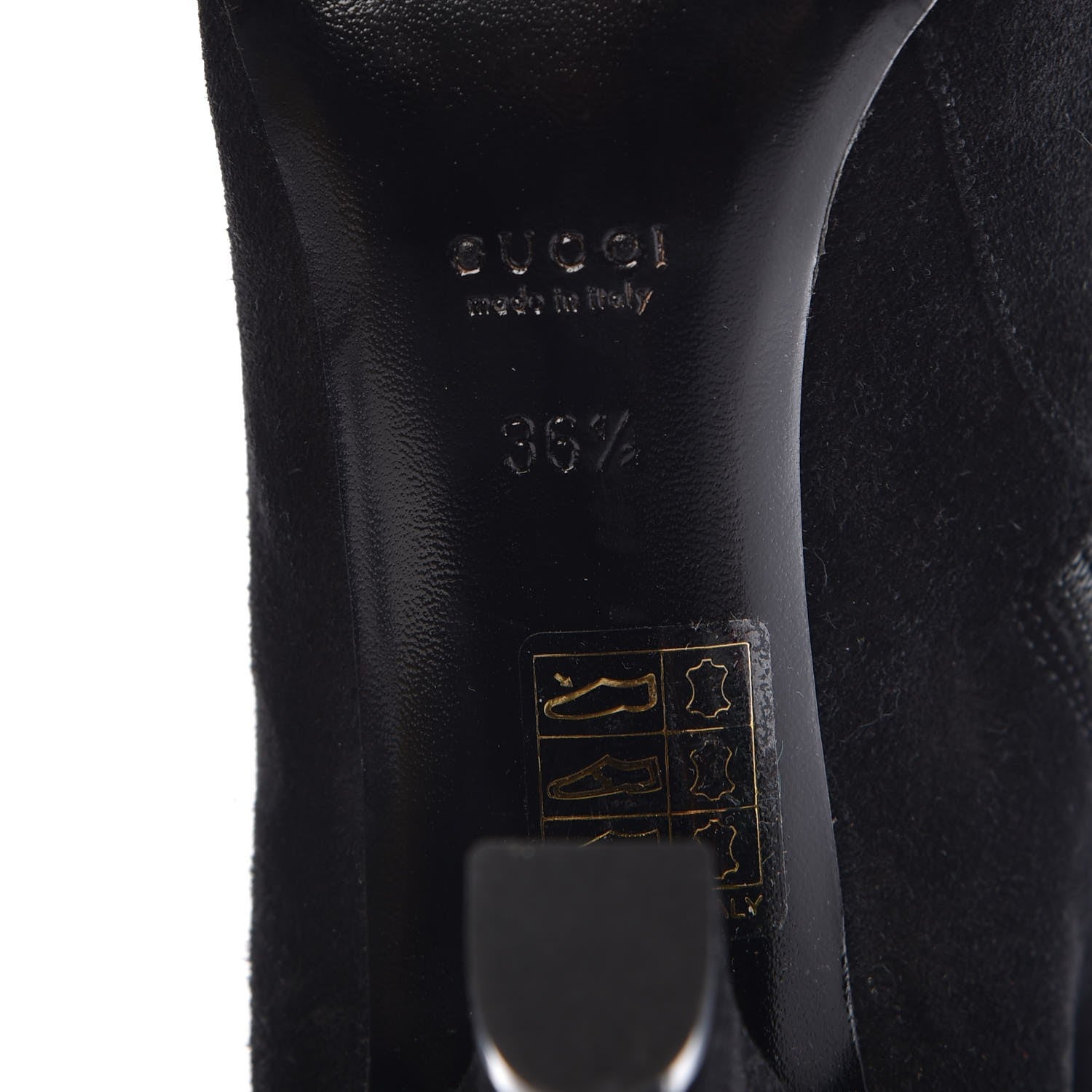 Gucci Suede Knee High Web Boots 36.5 Black 5 of 8
