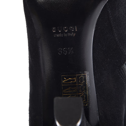 Gucci Suede Knee High Web Boots 36.5 Black 5 of 8