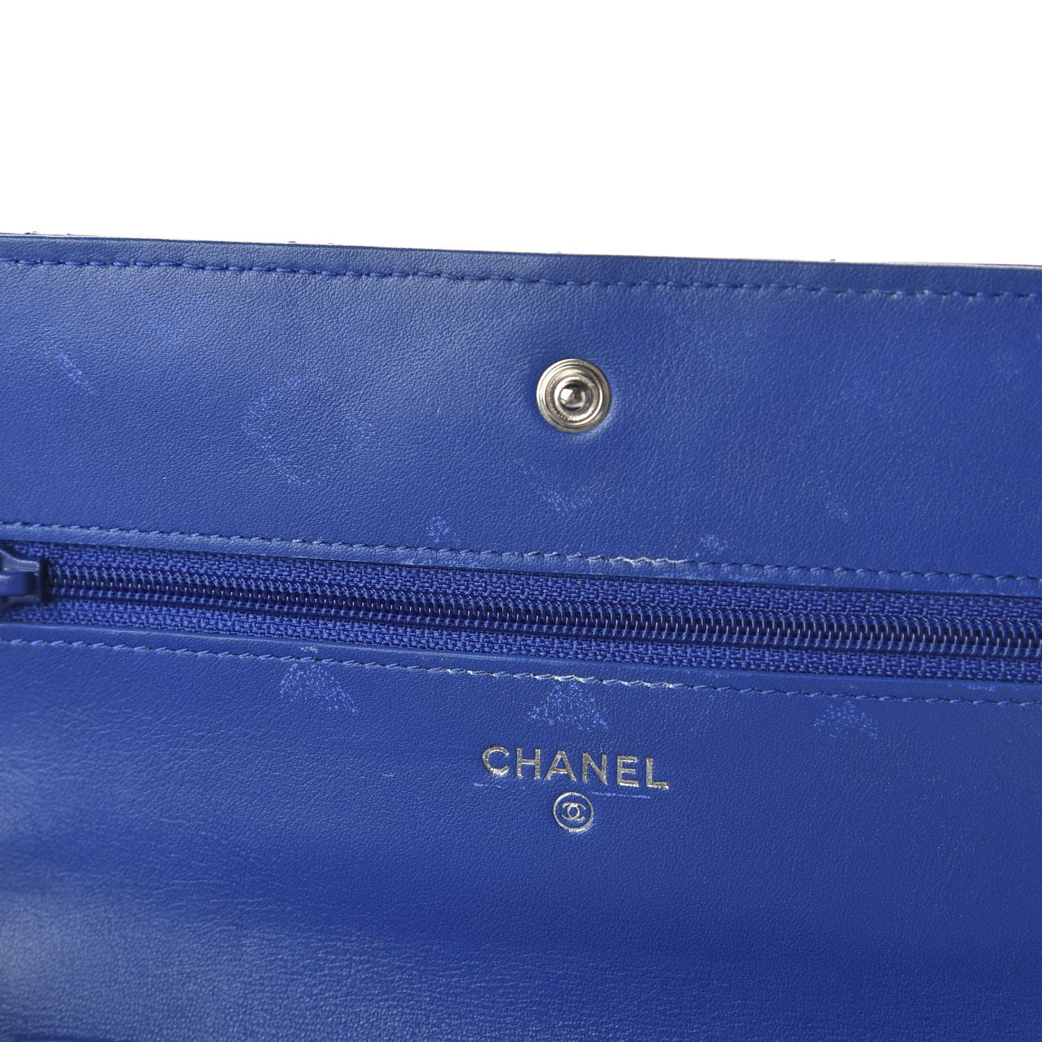 Chanel Patent Quilted Wallet On Chain WOC Blue 12 of 12