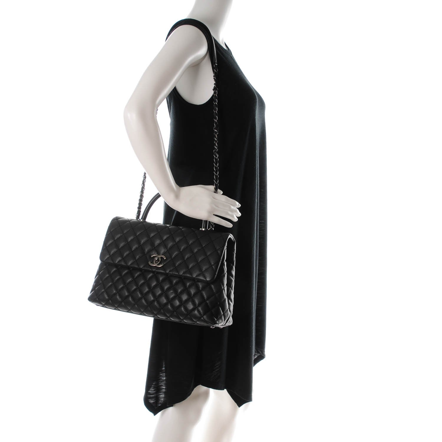 Chanel Caviar Quilted Medium Coco Handle Flap Black 2 of 8