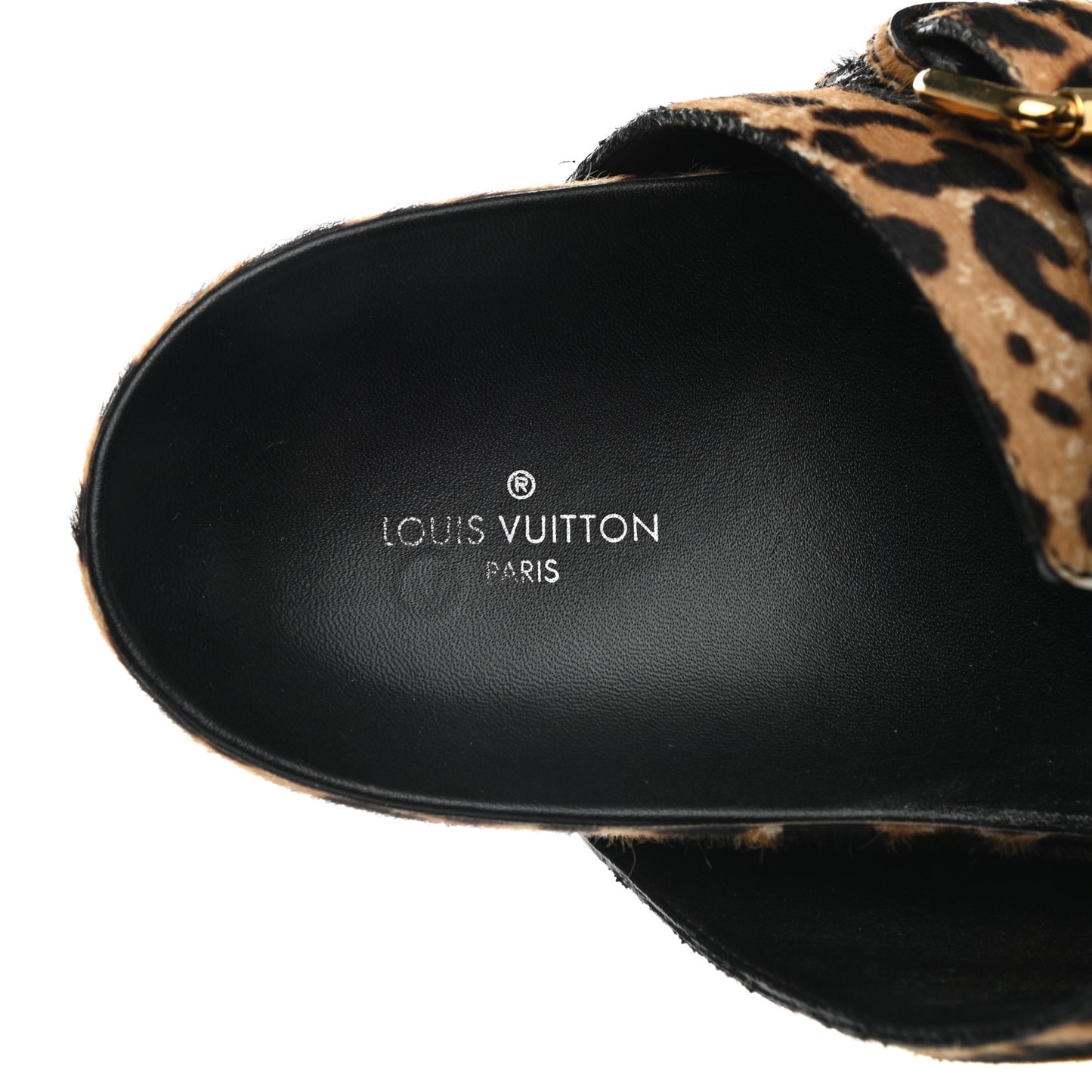 Calfskin Pony Hair Leopard Bom Dia Mule Sandals 41 Cognac Brown