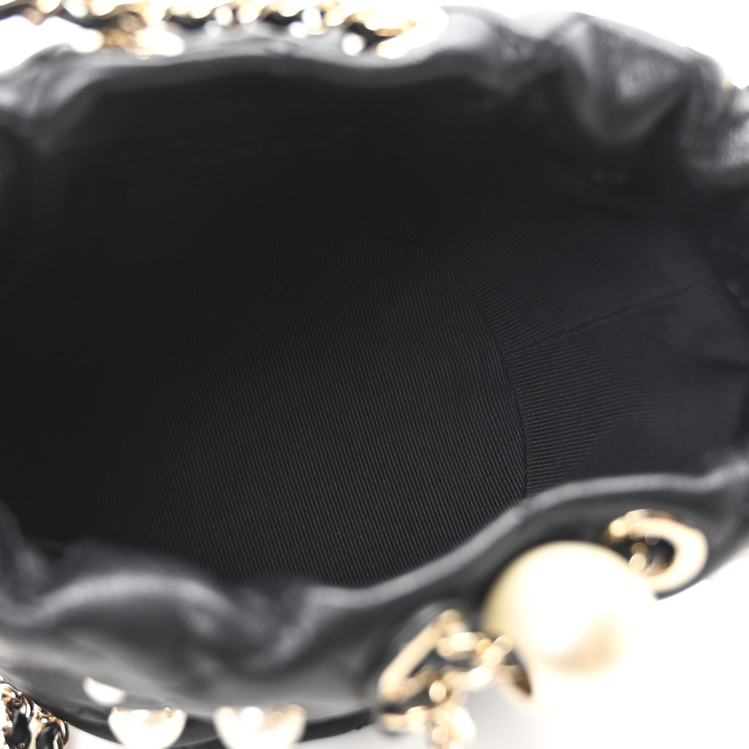 Chanel Lambskin Quilted Pearl Mini About Pearls Drawstring Bag Black 5 of 10