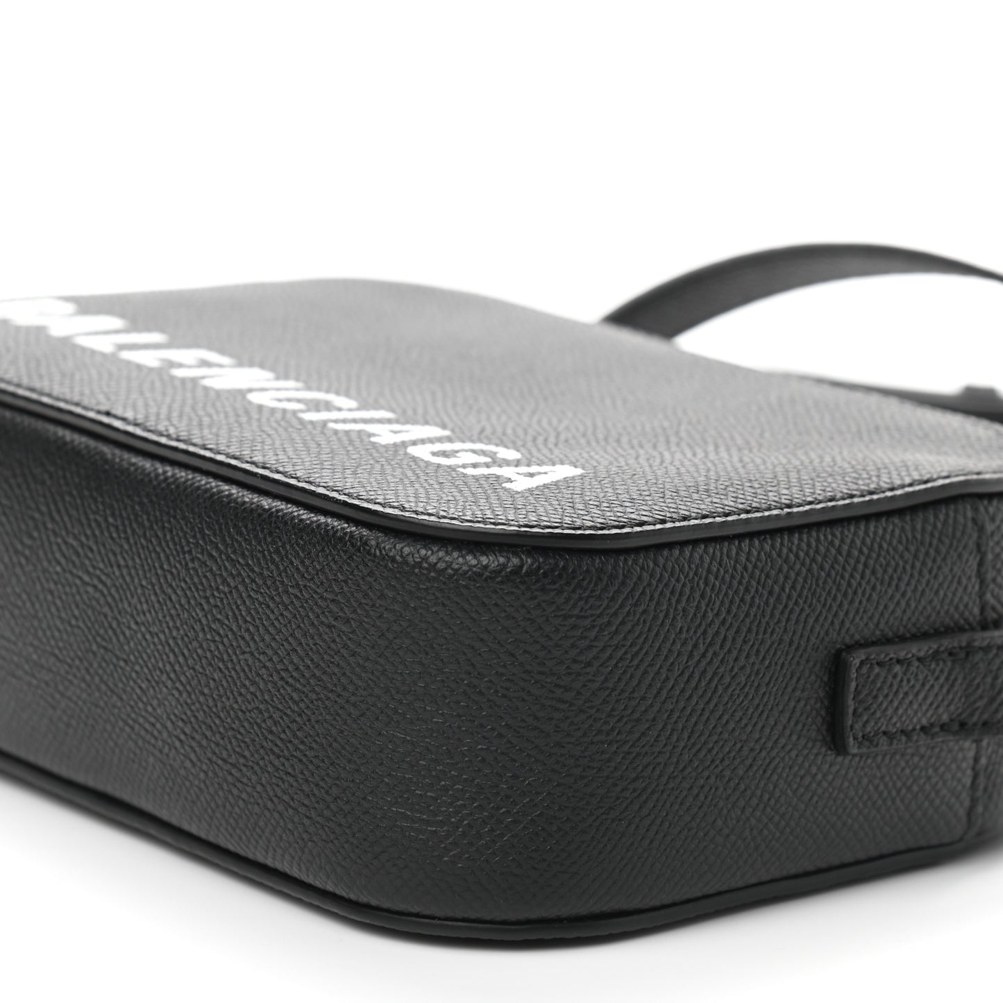 Signature Grained Calfskin Logo XS Ville Camera Bag Black White