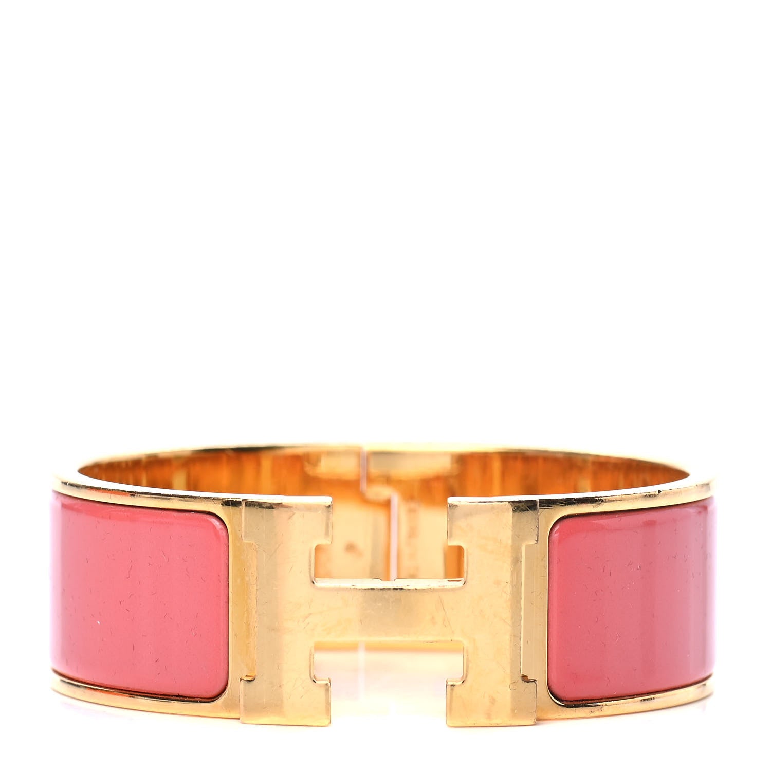 Hermes Enamel Wide Clic Clac H Bracelet GM Rouge Corail 1 of 3