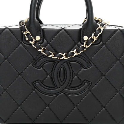 Chanel Calfskin Quilted Small Studded Square Vanity Case Black 8 of 11