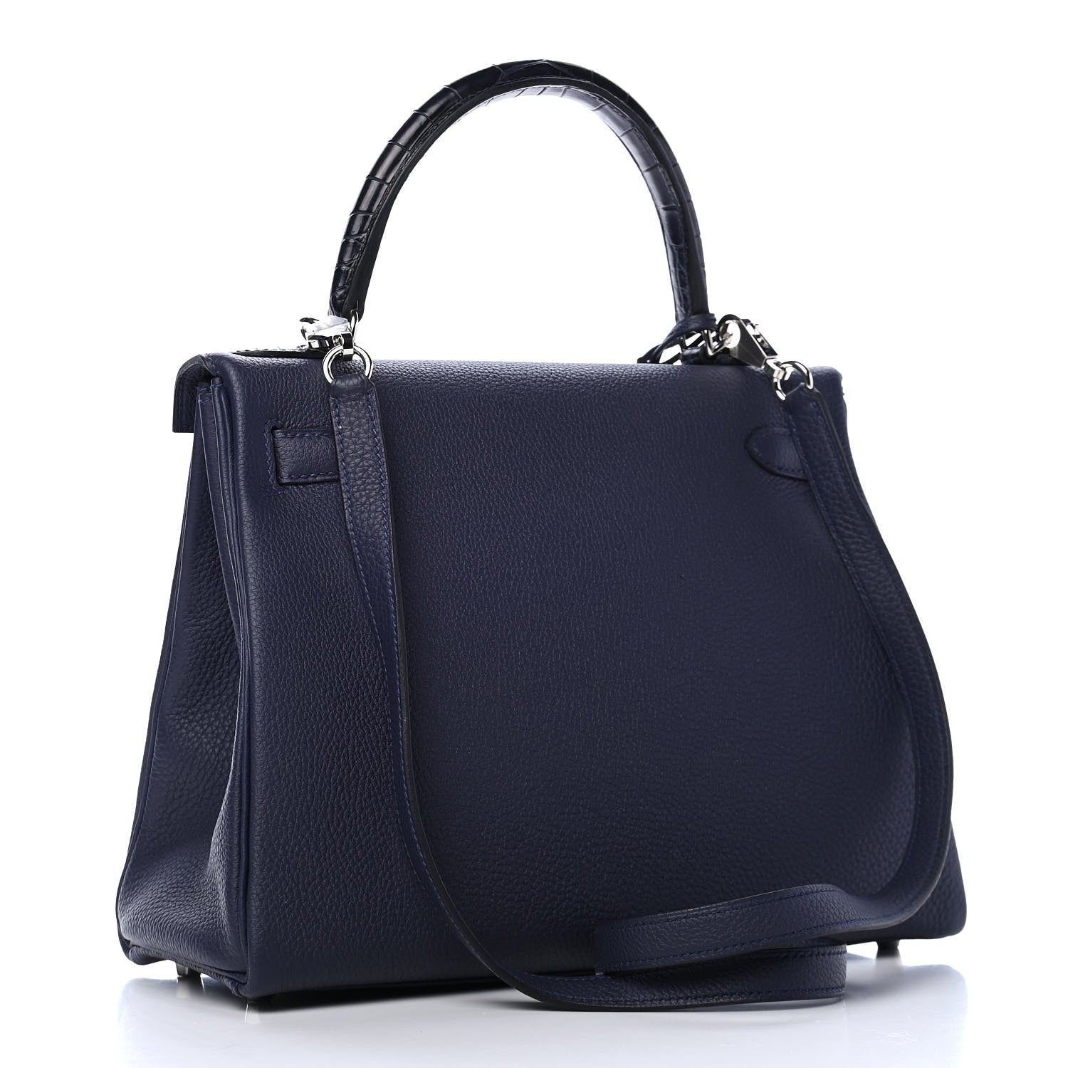 Hermes Togo Matte Alligator Kelly Retourne Touch 28 Bleu Nuit 3 of 10