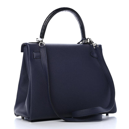 Hermes Togo Matte Alligator Kelly Retourne Touch 28 Bleu Nuit 3 of 10