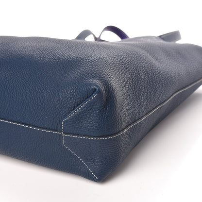 Hermes Taurillon Clemence Double Sens 36 Reversible Tote Iris Bleu De Malte 13 of 20