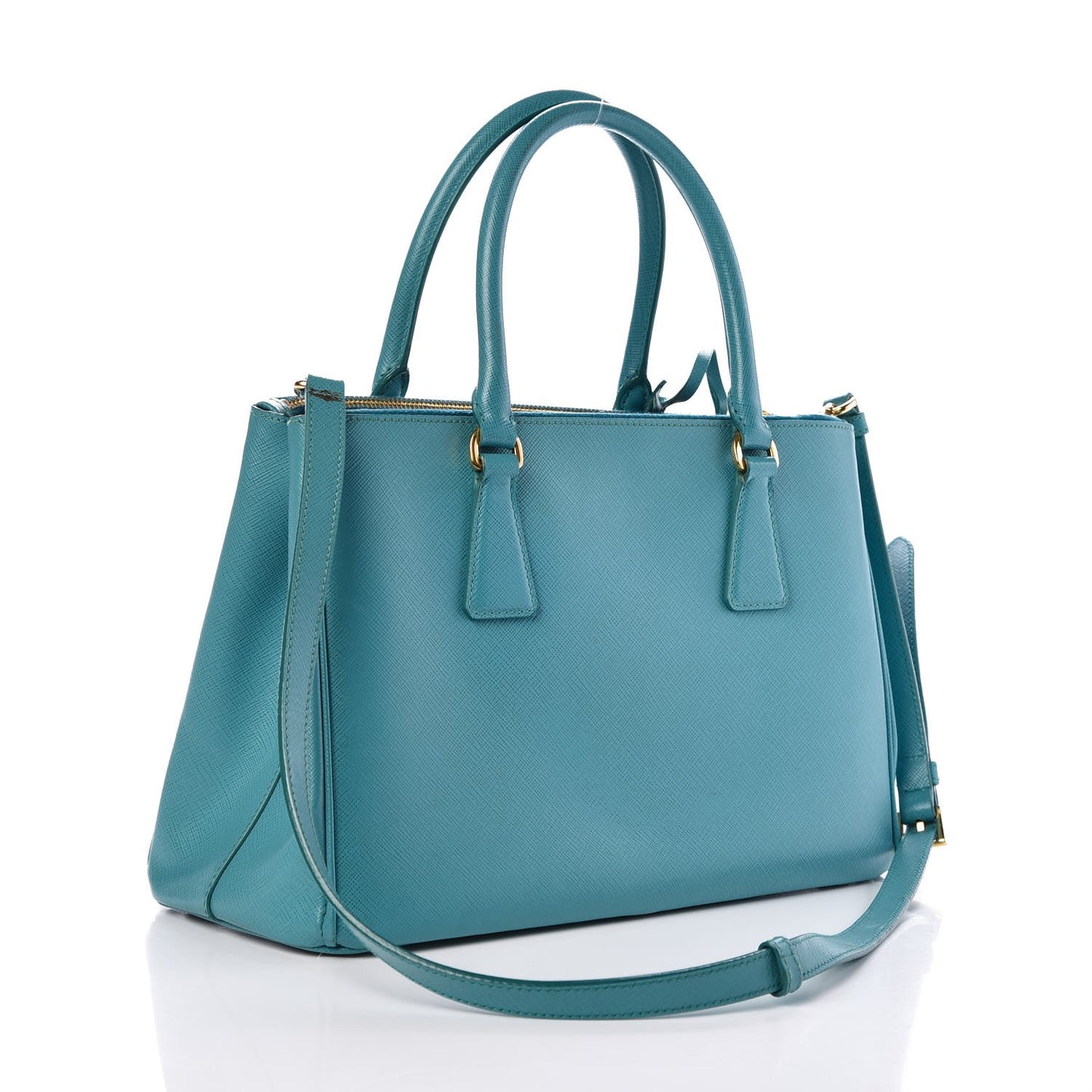 Saffiano Galleria Small Double Zip Tote Turchese