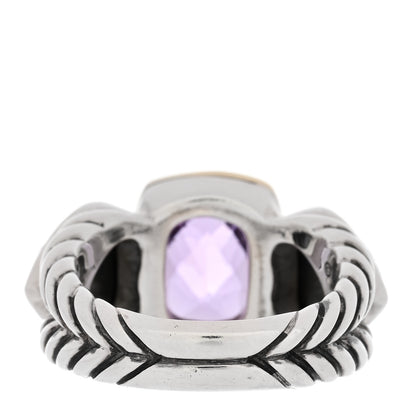 David Yurman Sterling Silver 18K Yellow Gold Amethyst Black Orchid Three Stone Ring 58 8.25 3 of 5