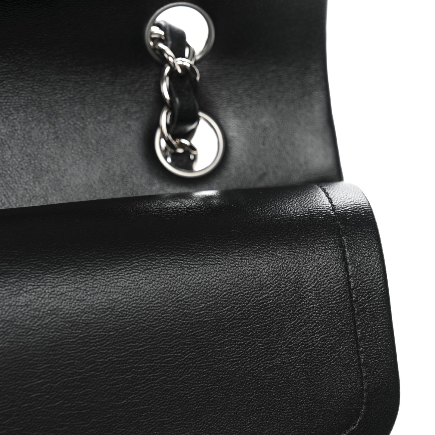 Lambskin Quilted Medium Double Flap Black