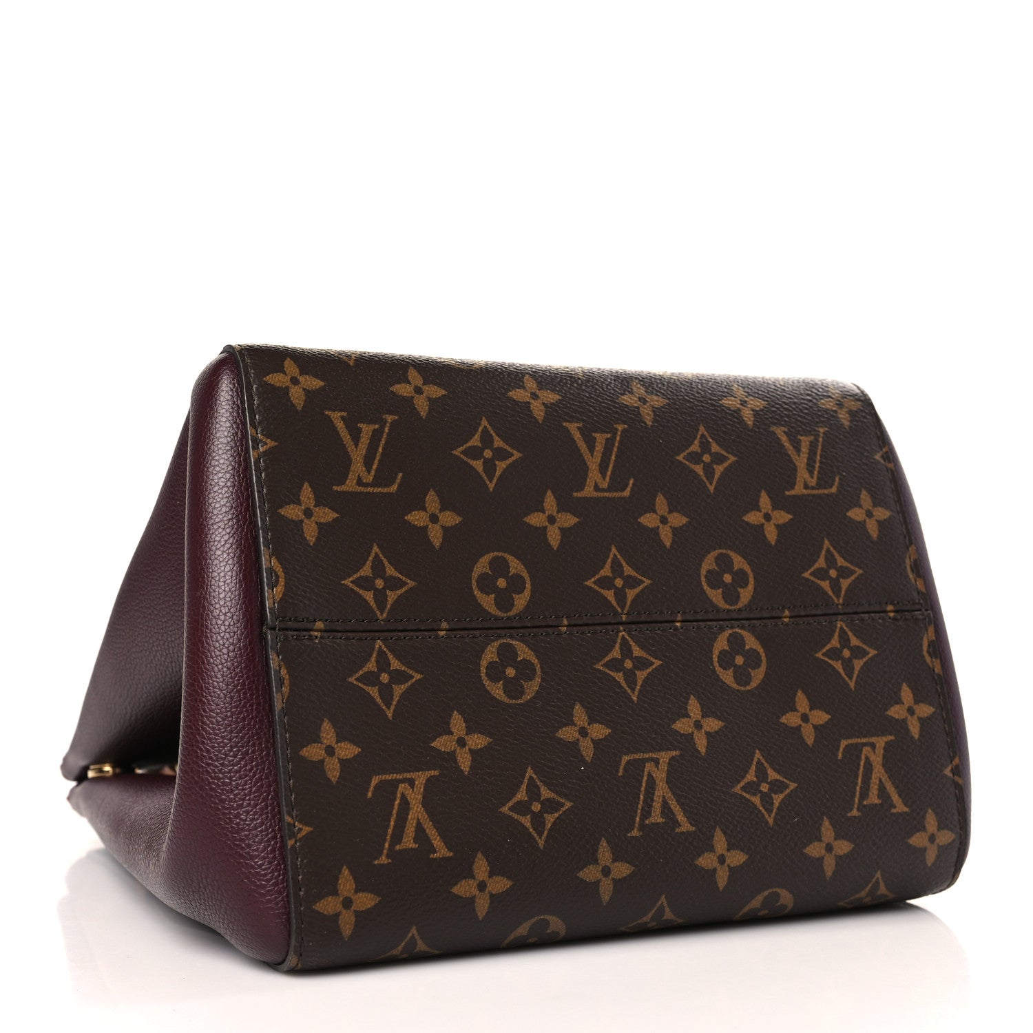 Louis Vuitton Calfskin Monogram Fold Tote MM Black Wine Cream 4 of 9