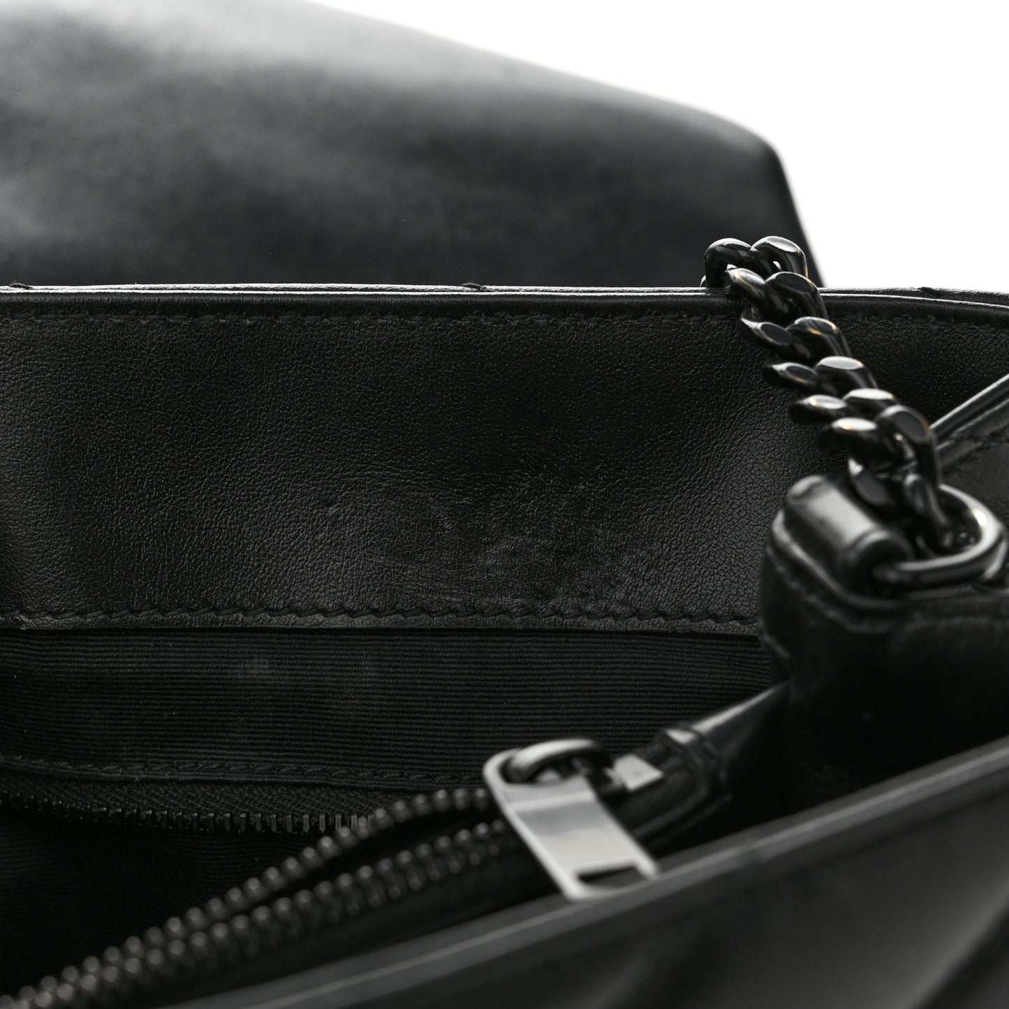 Calfskin Y Quilted Monogram Monochrome Medium Loulou Chain Satchel Black