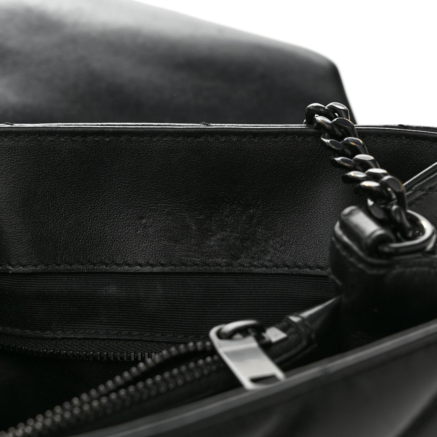 Saint Laurent Calfskin Y Quilted Monogram Monochrome Medium Loulou Chain Satchel Black 12 of 13