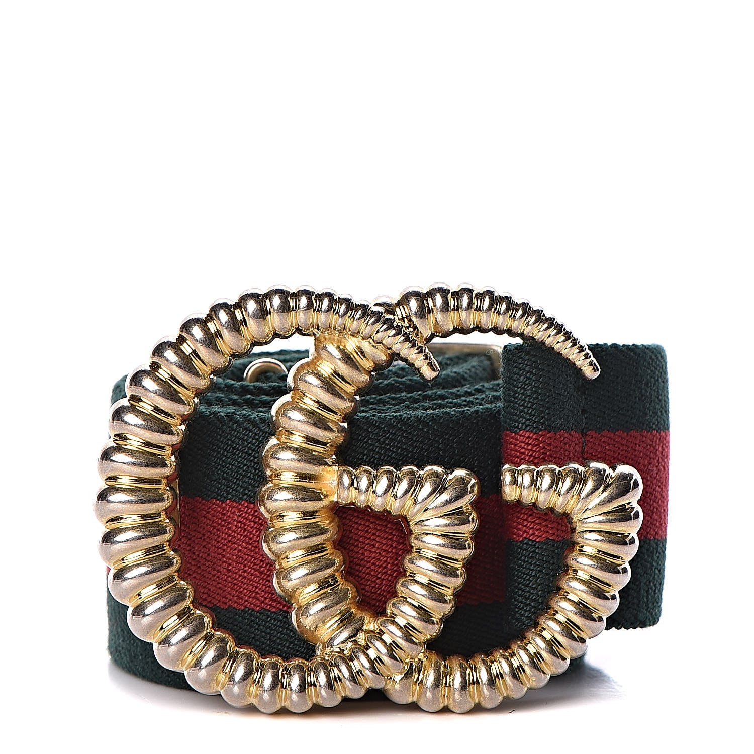 Gucci Canvas Torchon Double G Web Belt 80 32 Verde 1 of 5
