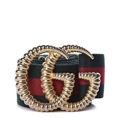 Gucci Canvas Torchon Double G Web Belt 80 32 Verde 1 of 5