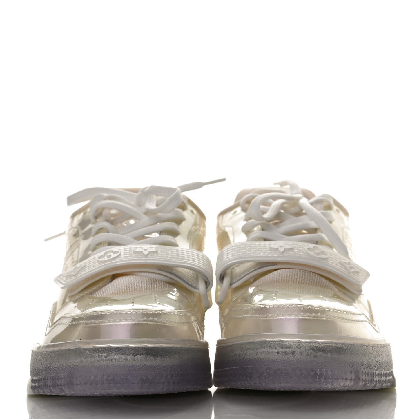 Mix Materials Transparent Monogram Mens LV Trainer Sneakers 7.5 White