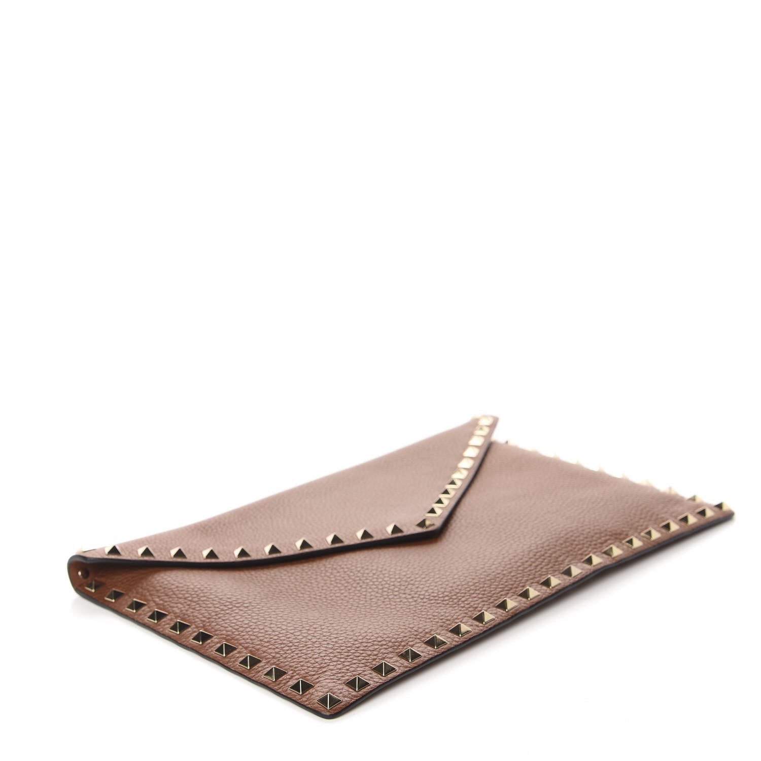 Valentino Garavani Pebbled Calfskin Large Rockstud Envelope Clutch Light Cuir 4 of 6