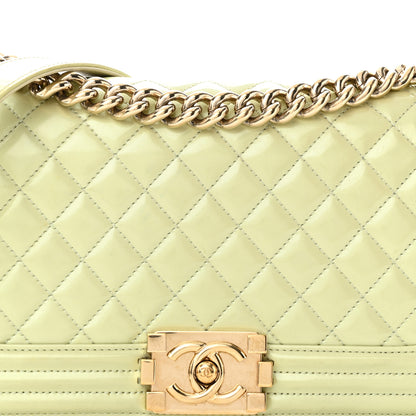 Chanel Patent Quilted Medium Boy Flap Light Green 7 of 9