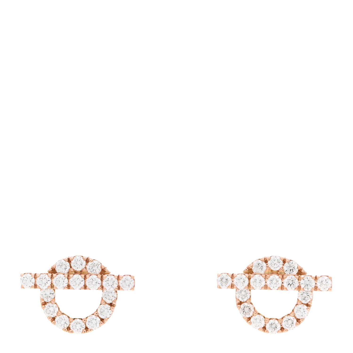 Hermes 18K Rose Gold Diamond Finesse Earrings 1 of 7