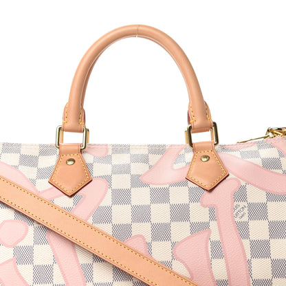 Louis Vuitton Damier Azur Tahitienne Speedy Bandouliere 30 Rose Ballerine 10 of 10
