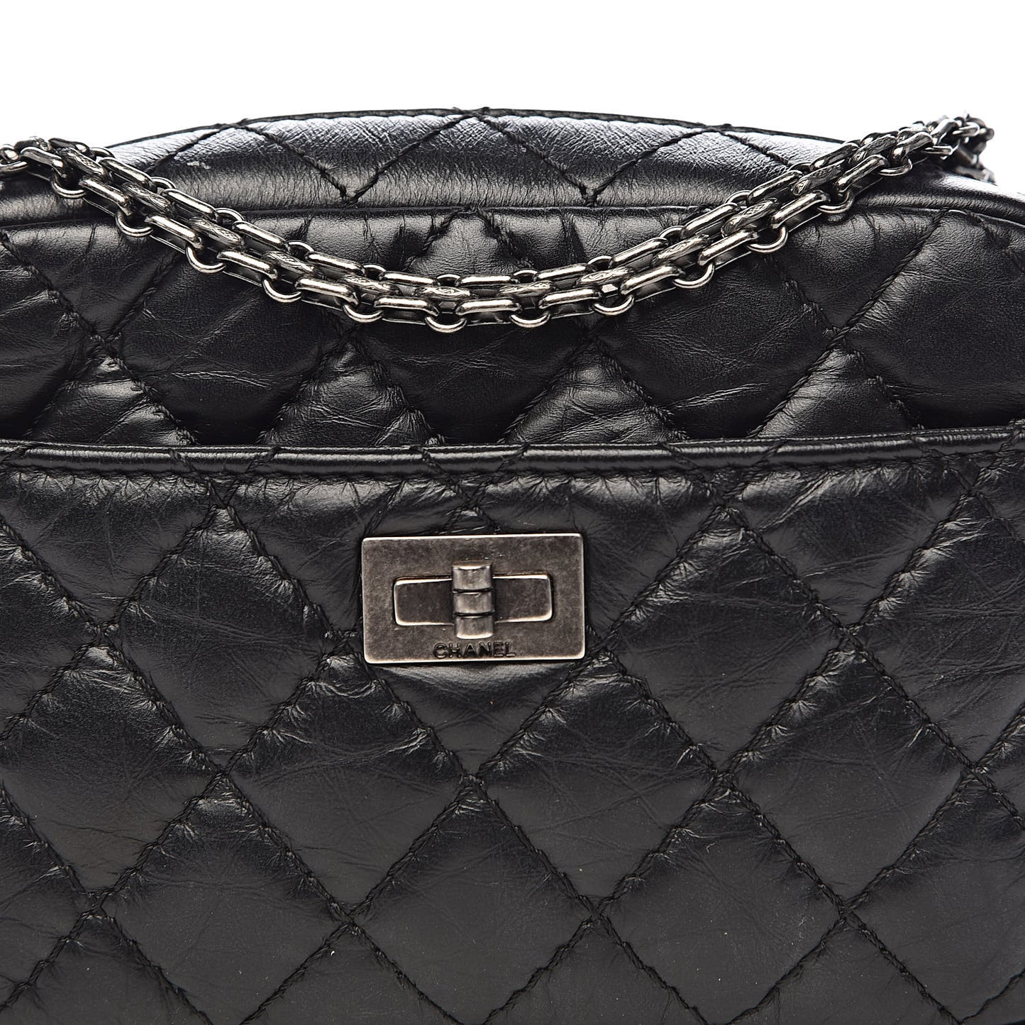 Aged Calfskin Quilted Mini Reissue Camera Case Black
