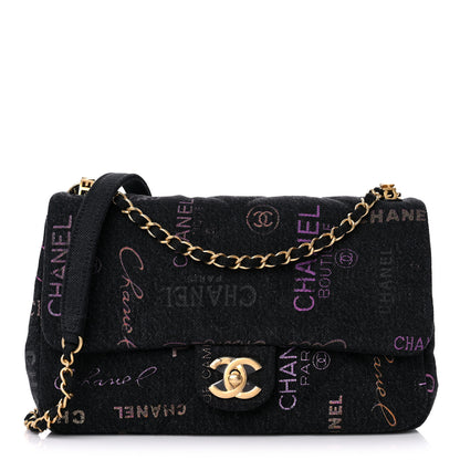 Chanel Denim Quilted Denim Mood Large Flap Black Multicolor 1 of 9