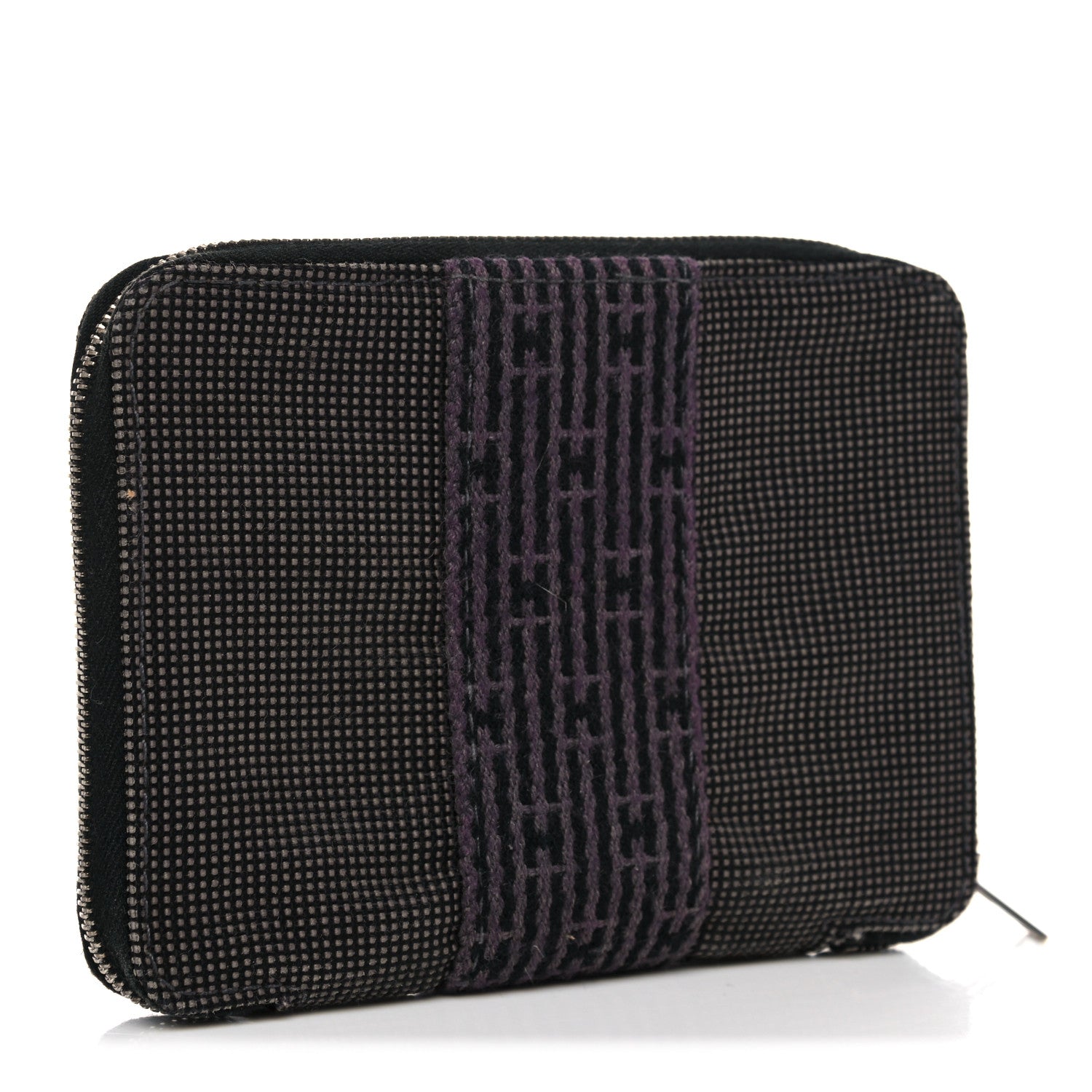 Hermes Canvas Herline Zip Wallet Grey 3 of 11
