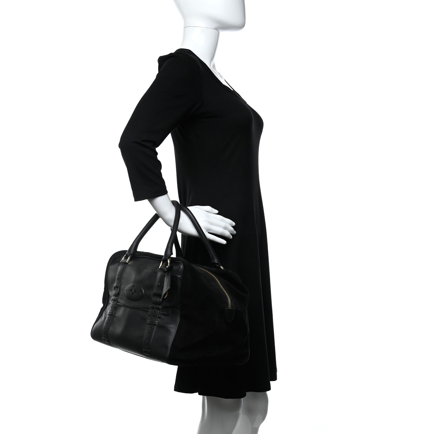 Mulberry Calfskin Suede Maisie Clipper Satchel Black 2 of 15