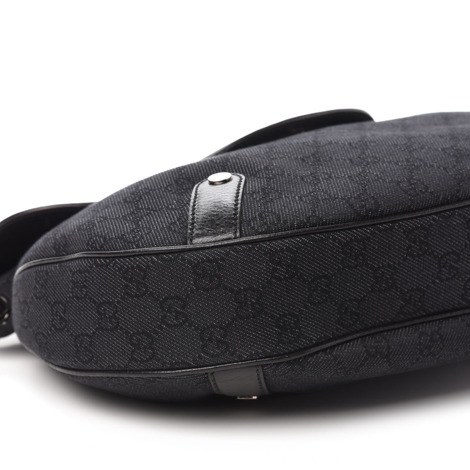Gucci Denim Monogram Britt Tassel Shoulder Bag Black 6 of 10