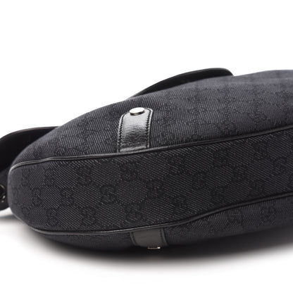 Gucci Denim Monogram Britt Tassel Shoulder Bag Black 6 of 10