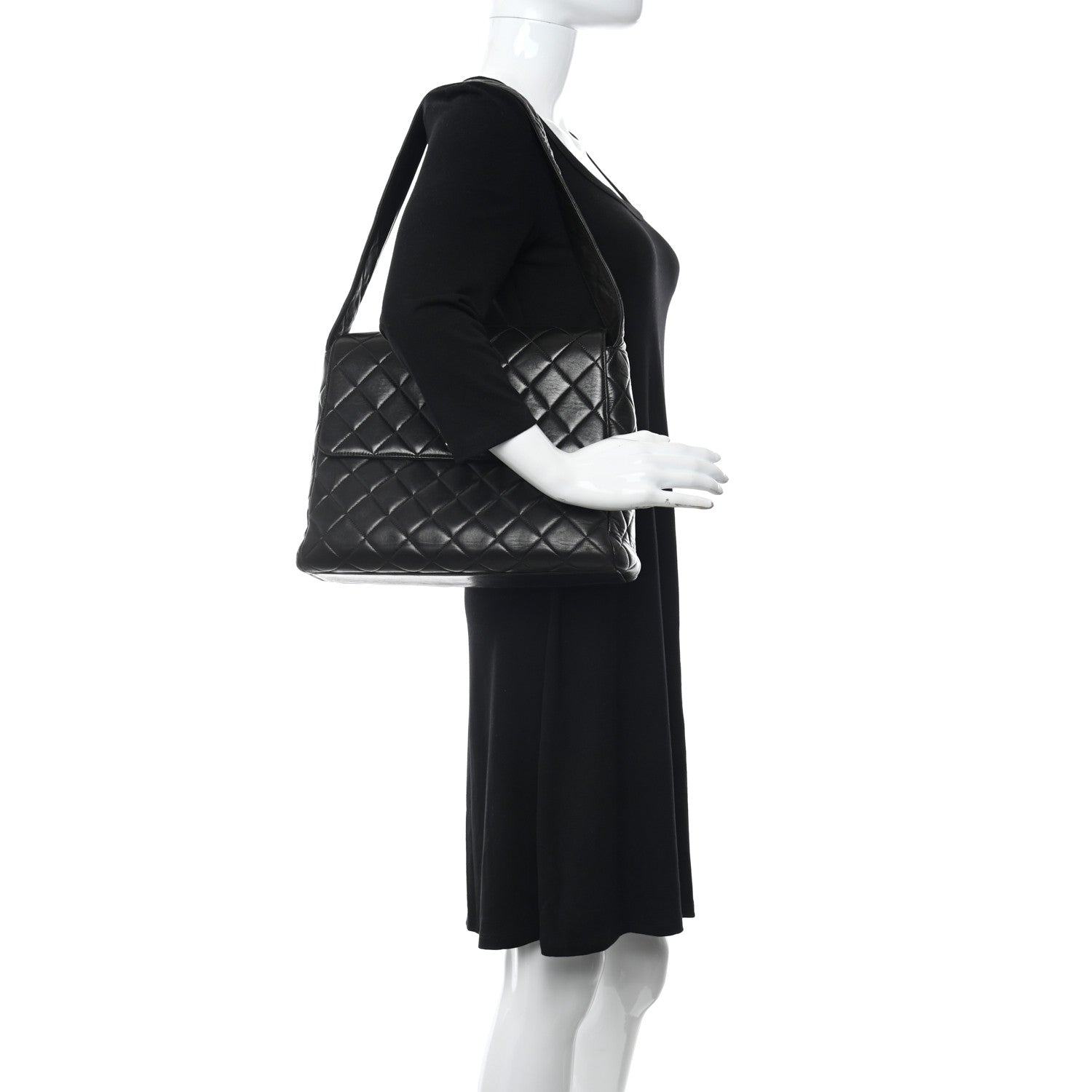 Chanel Lambskin Quilted CC Flap Shoulder Bag Black 3 of 10
